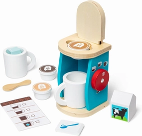 Melissa & Doug Brew and Serve Wooden Coffee Maker Set - Play Kitchen Accessories (12 -Pieces)