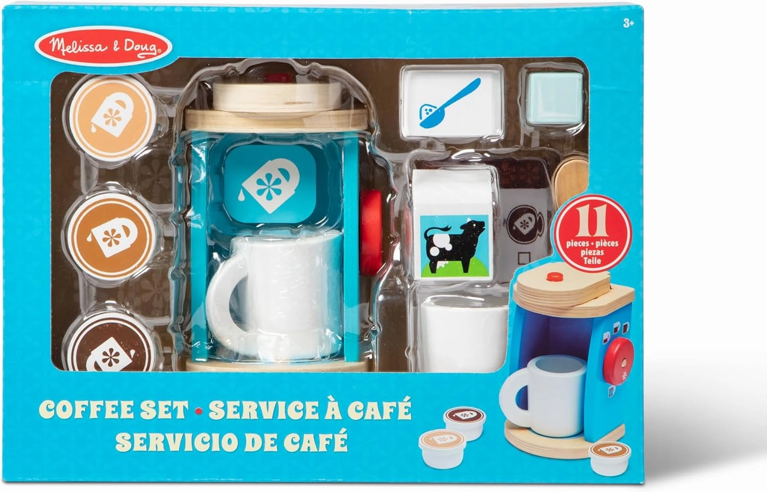 Melissa & Doug Brew and Serve Wooden Coffee Maker Set - Play Kitchen Accessories (12 -Pieces)