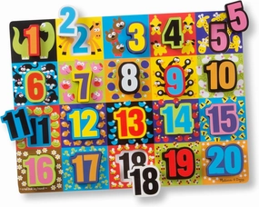 Melissa & Doug Jumbo Numbers Wooden Chunky Puzzle (20 pcs)