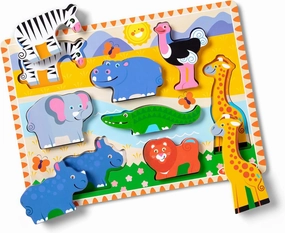 Melissa & Doug Safari Wooden Chunky Puzzle - 8 Pieces - FSC Certified