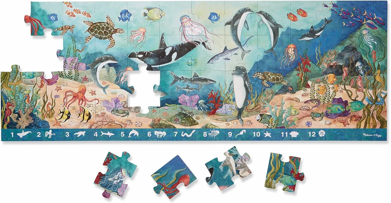Melissa & Doug Search and Find Beneath the Waves Floor Puzzle (48 pcs, over 4 feet long) - FSC Certified