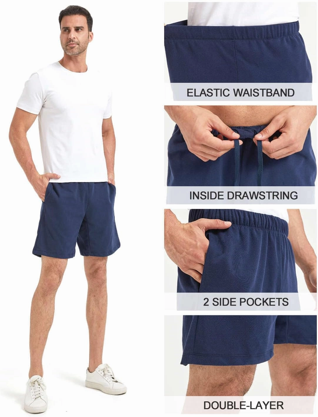 Men's Athletic Shorts with Pockets,Sweat Shorts for Men Pack,7 Inch Cotton Knit Shorts Men Multipack Casual Fit Summer