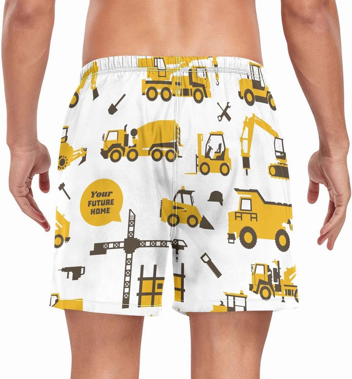 Men's Athletic Shorts Yellow Truck Car Transport 2 in 1 Quick Dry Workout Gym Running Shorts for Men S-XXL