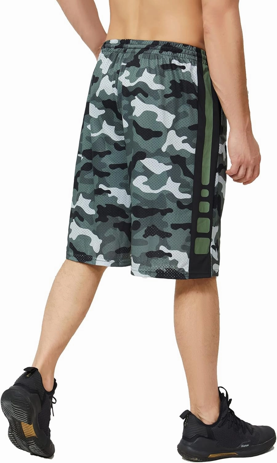 Men's Long Athletic Shorts with Pockets, Quick-Dry Mesh, 9"-13" Inseam Over-Knee Length, Drawstring Waist