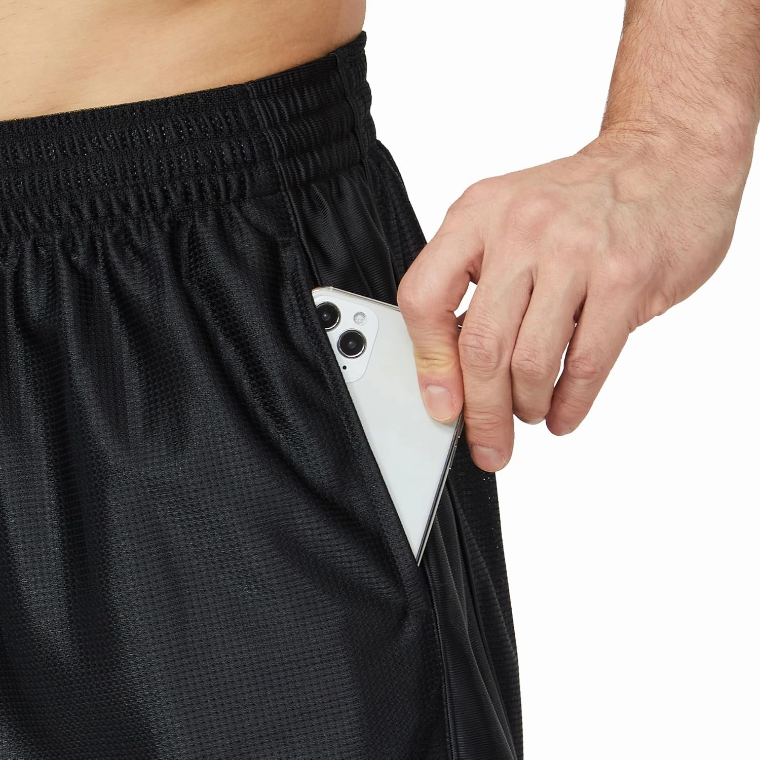 Men's Long Athletic Shorts with Pockets, Quick-Dry Mesh, 9"-13" Inseam Over-Knee Length, Drawstring Waist