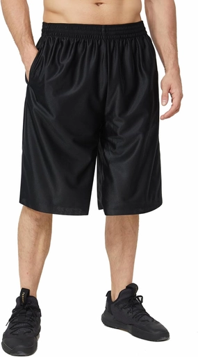 Men's Long Athletic Shorts with Pockets, Quick-Dry Mesh, 9"-13" Inseam Over-Knee Length, Drawstring Waist