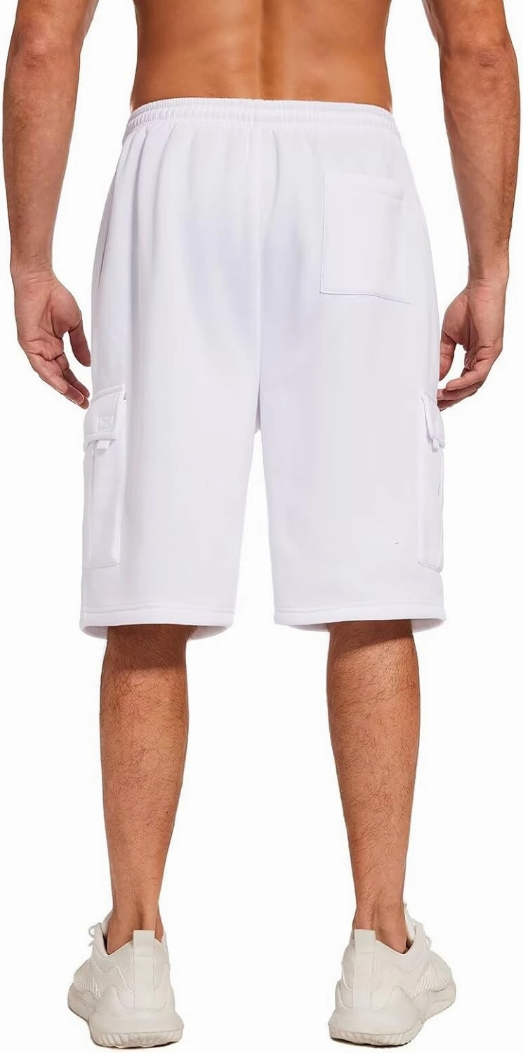 Mens Sweat Shorts with Cargo Pockets Athletic Fleece Short Pants Summer Outerwear