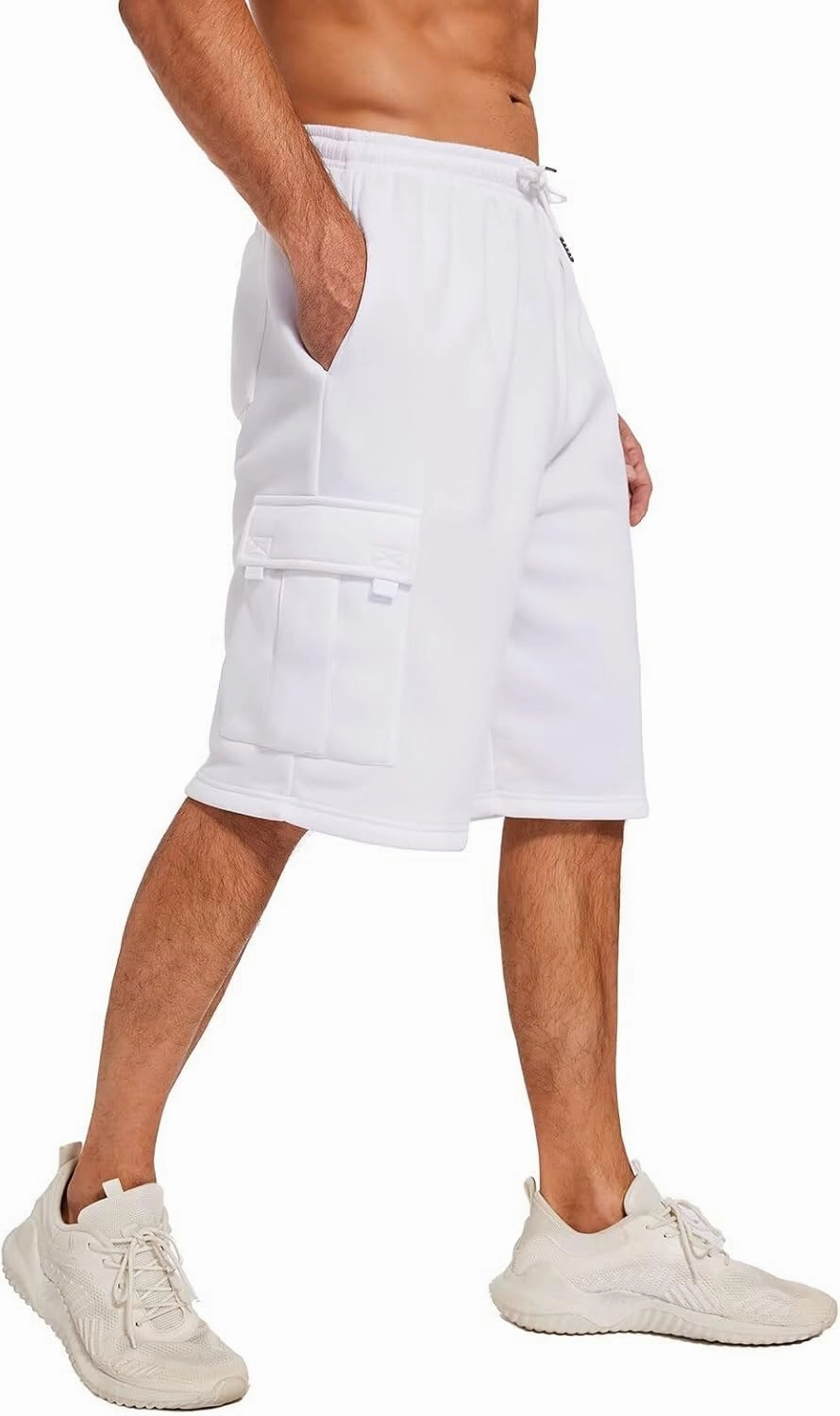 Mens Sweat Shorts with Cargo Pockets Athletic Fleece Short Pants Summer Outerwear