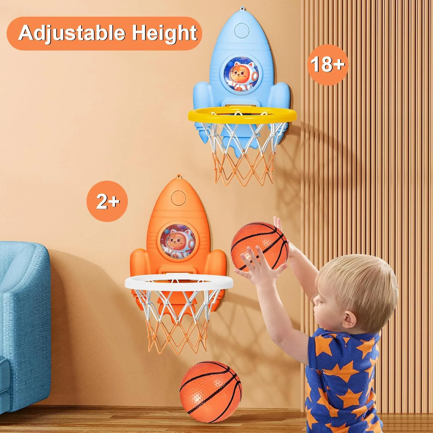 Mini Basketball Hoop with Balls and Pump for Kids Boys Girls Age 2 3 4 5 6,Toddlers Basketball Hoop for Indoor or Outdoor Play,Adjustable Height,Toys Gift for Childs