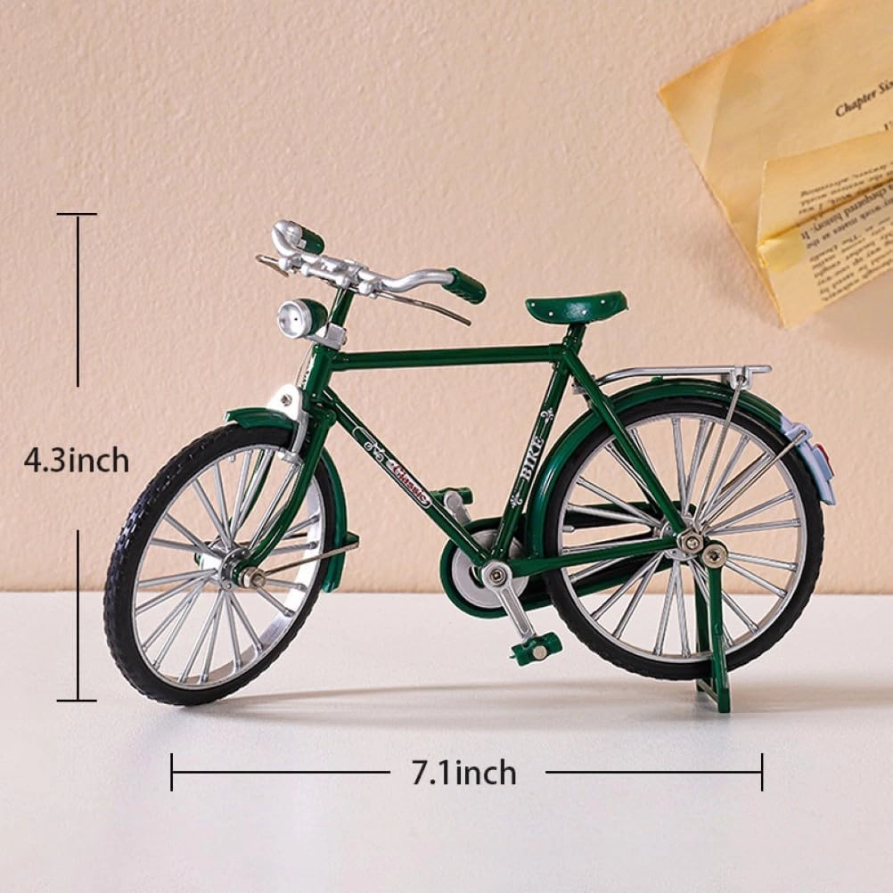 Miniature Alloy Bicycle Collections Bookshelf Decor, Metal Art Home Accessories, Desk Accessories Toy Finger Bike for Collections Home Living Room Bar Coffee Ornaments (Green)