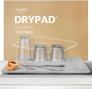 Momo Lifestyle Stone Dish Drying Mat DryPad 19.7" X 15.7" Misty Gray, Large Stone Drying Mat for Kitchen Counter, Fits Various Dish Racks, Zero Rust