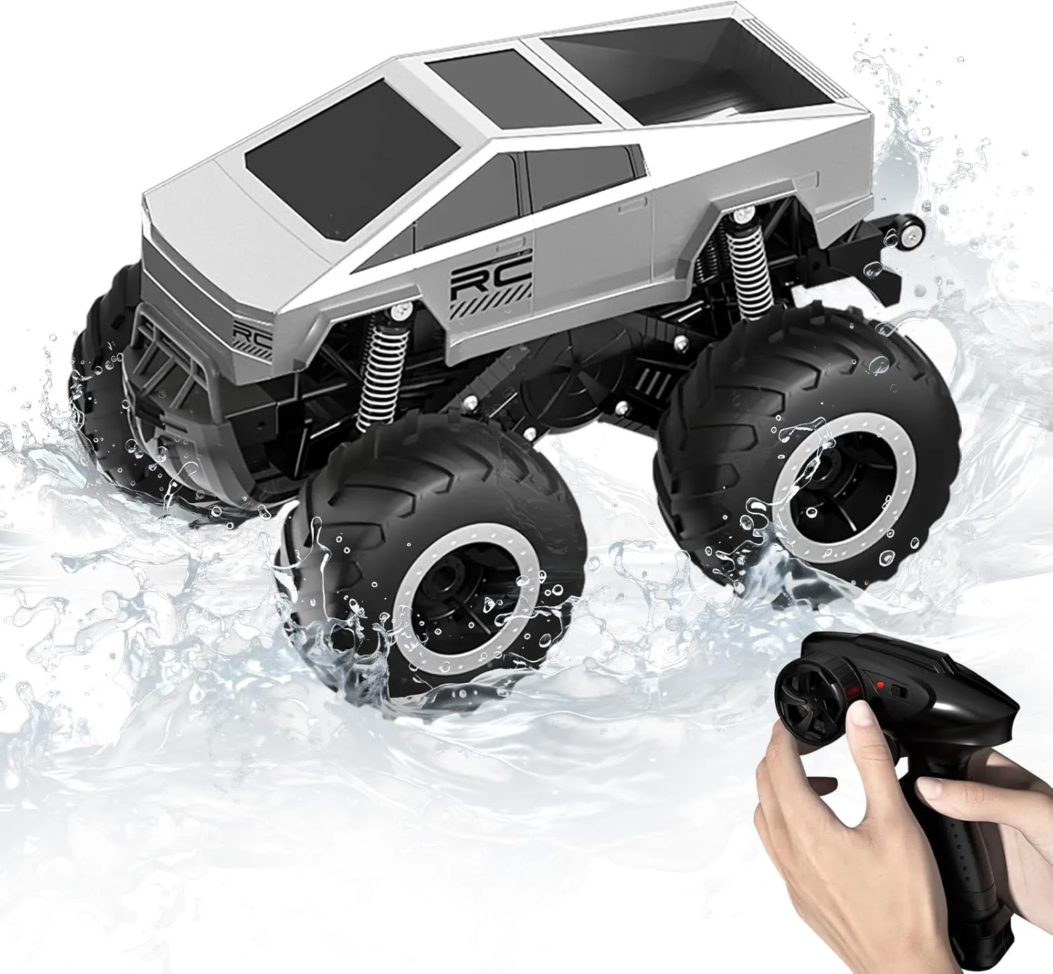 Monster Truck Toy 1:16 Scale Toy RC Remote Control Car Off-Road Pick-up Truck, 4WD Waterproof Monster Truck Toys, 2.4GHz Cybertruck Toy RC Car for All Terrain, for Boys/Girls Age 6 7 8 9 10-12 