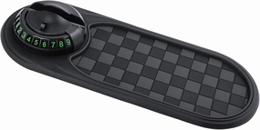 Multifunction Car Anti-Slip Mat,Portable Electronic Device Mount,Universal Phone Holder,Rotatable Anti Skid Car Dashboard Pad with Temporary Parking Numbe for Phones, Keys, Gadgets (Black)