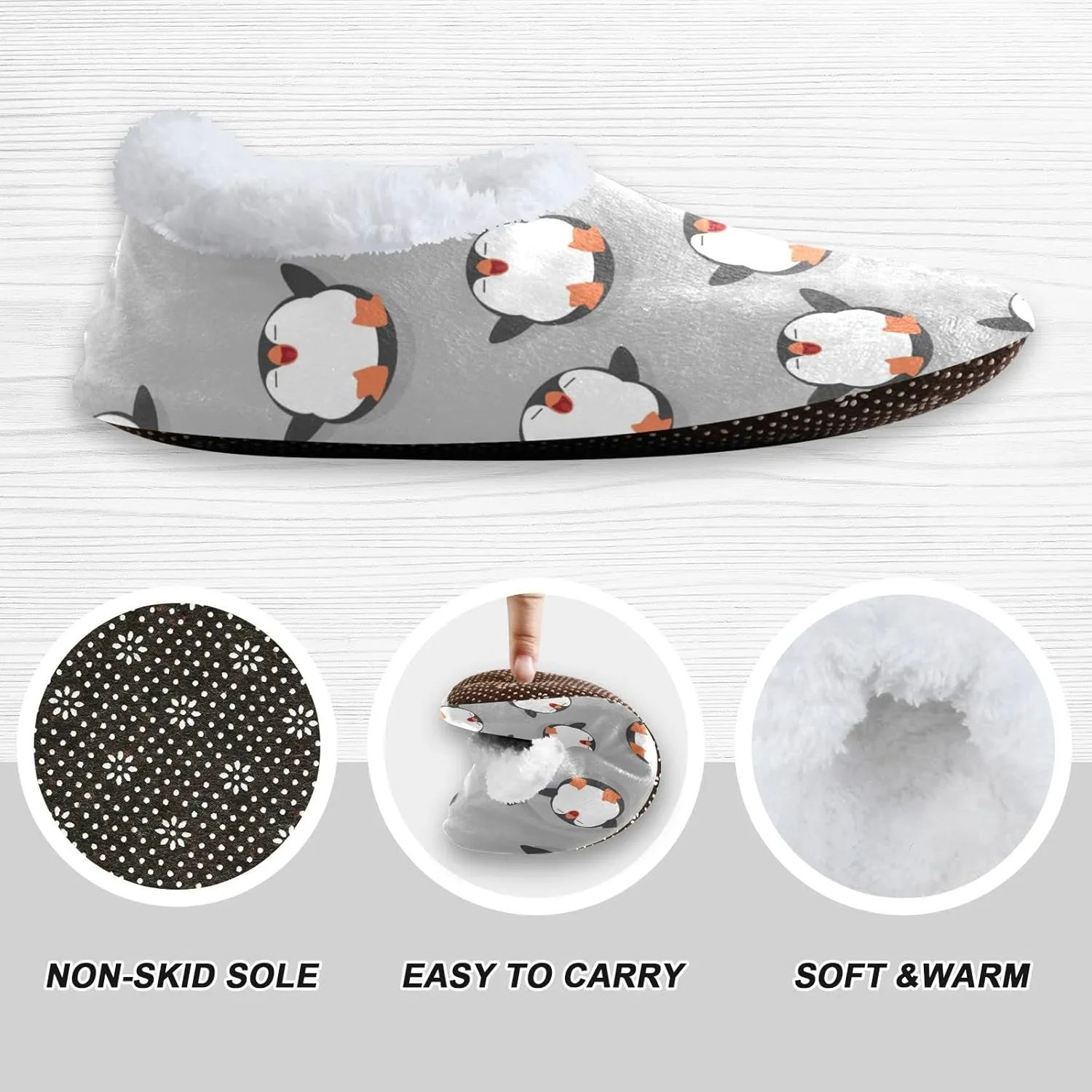 Naanle Women's Winter Memory Foam Slippers, Grey, Size 5-6, Closed Toe, No Heel, Medium Width, Solid Pattern, Fuzzy Fleece Lining, Anti-Slip Rubber Sole