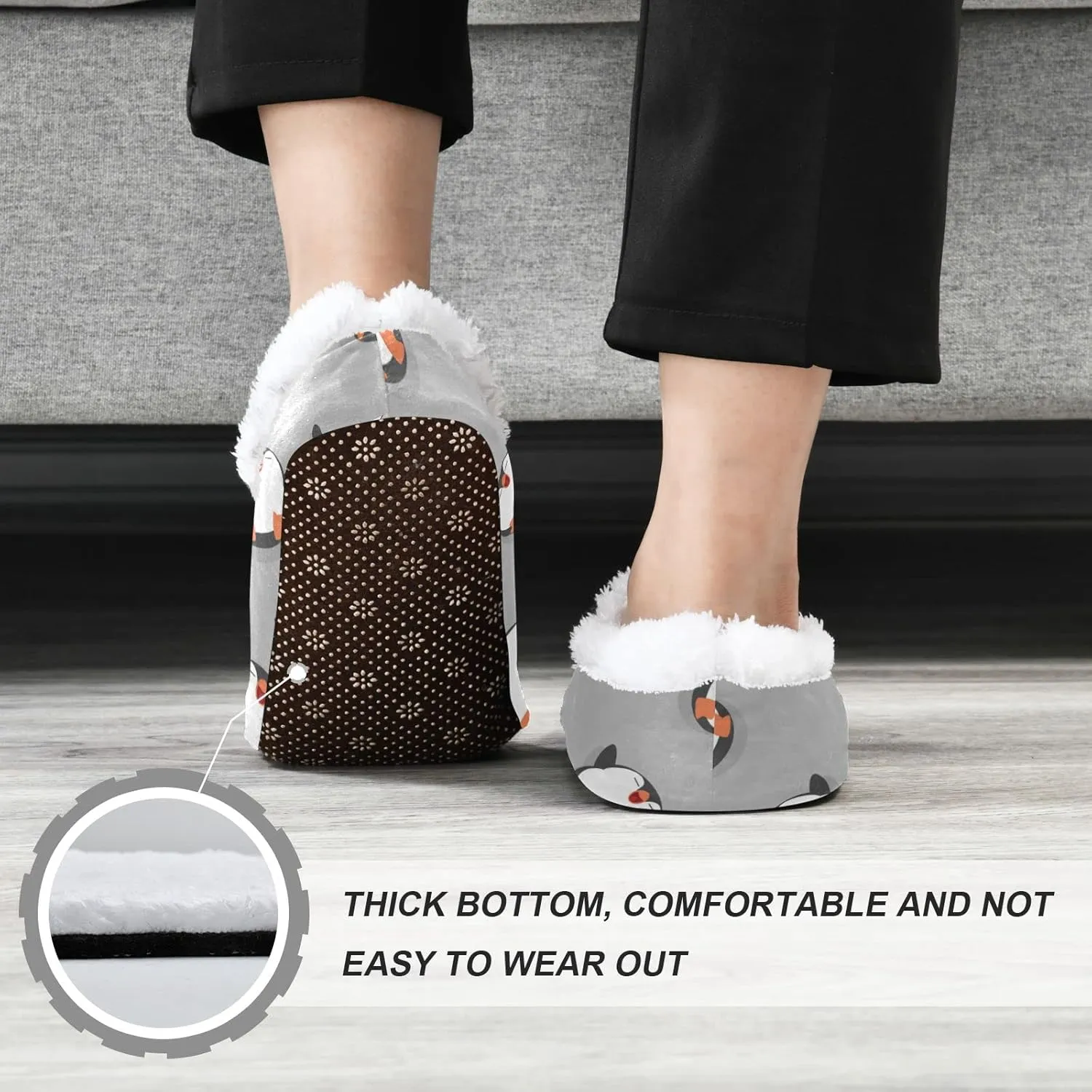 Naanle Women's Winter Memory Foam Slippers, Grey, Size 5-6, Closed Toe, No Heel, Medium Width, Solid Pattern, Fuzzy Fleece Lining, Anti-Slip Rubber Sole