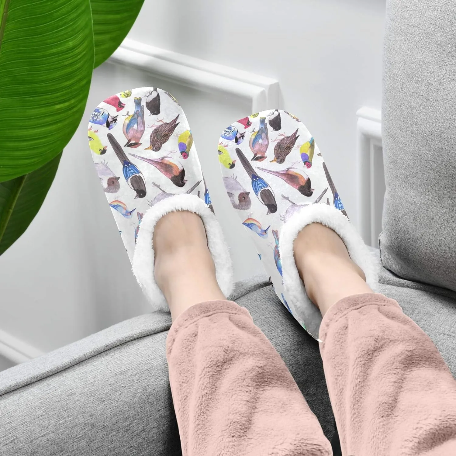 Naanle Women's Winter Memory Foam Slippers, Grey, Size 5-6, Closed Toe, No Heel, Medium Width, Solid Pattern, Fuzzy Fleece Lining, Anti-Slip Rubber Sole