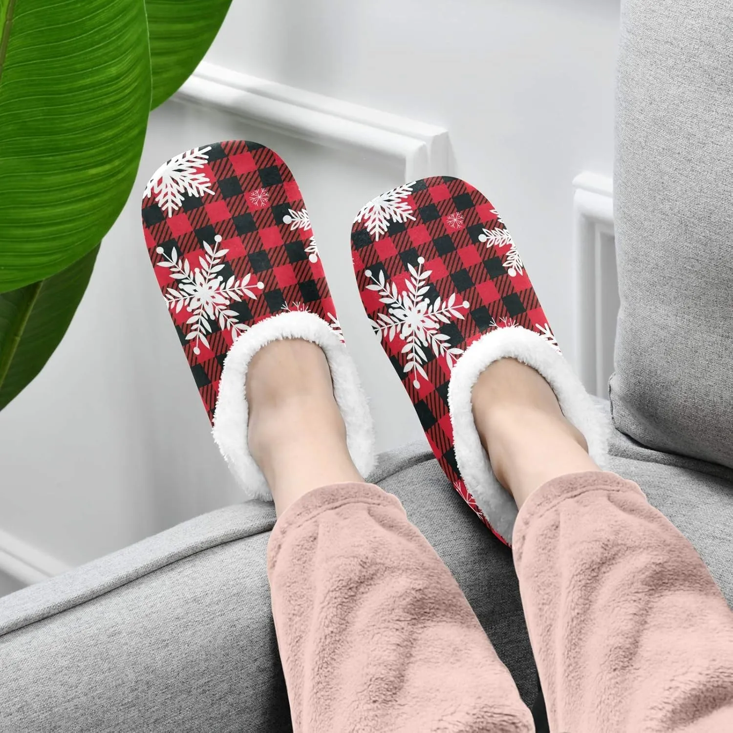 Naanle Women's Winter Memory Foam Slippers, Grey, Size 5-6, Closed Toe, No Heel, Medium Width, Solid Pattern, Fuzzy Fleece Lining, Anti-Slip Rubber Sole