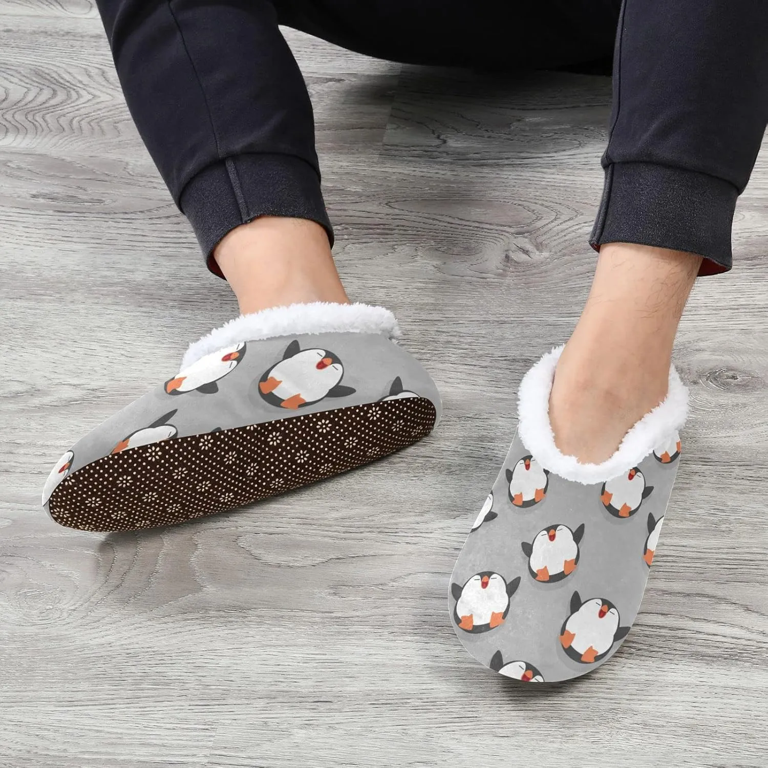 Naanle Women's Winter Memory Foam Slippers, Grey, Size 5-6, Closed Toe, No Heel, Medium Width, Solid Pattern, Fuzzy Fleece Lining, Anti-Slip Rubber Sole