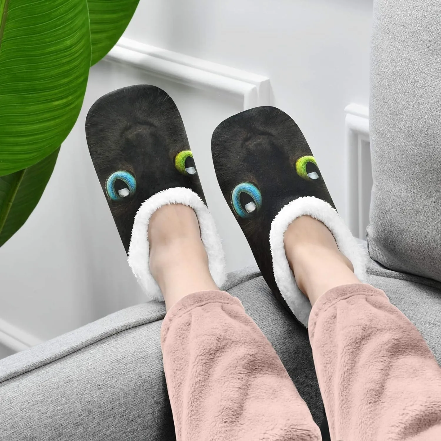 Naanle Women's Winter Memory Foam Slippers, Grey, Size 5-6, Closed Toe, No Heel, Medium Width, Solid Pattern, Fuzzy Fleece Lining, Anti-Slip Rubber Sole