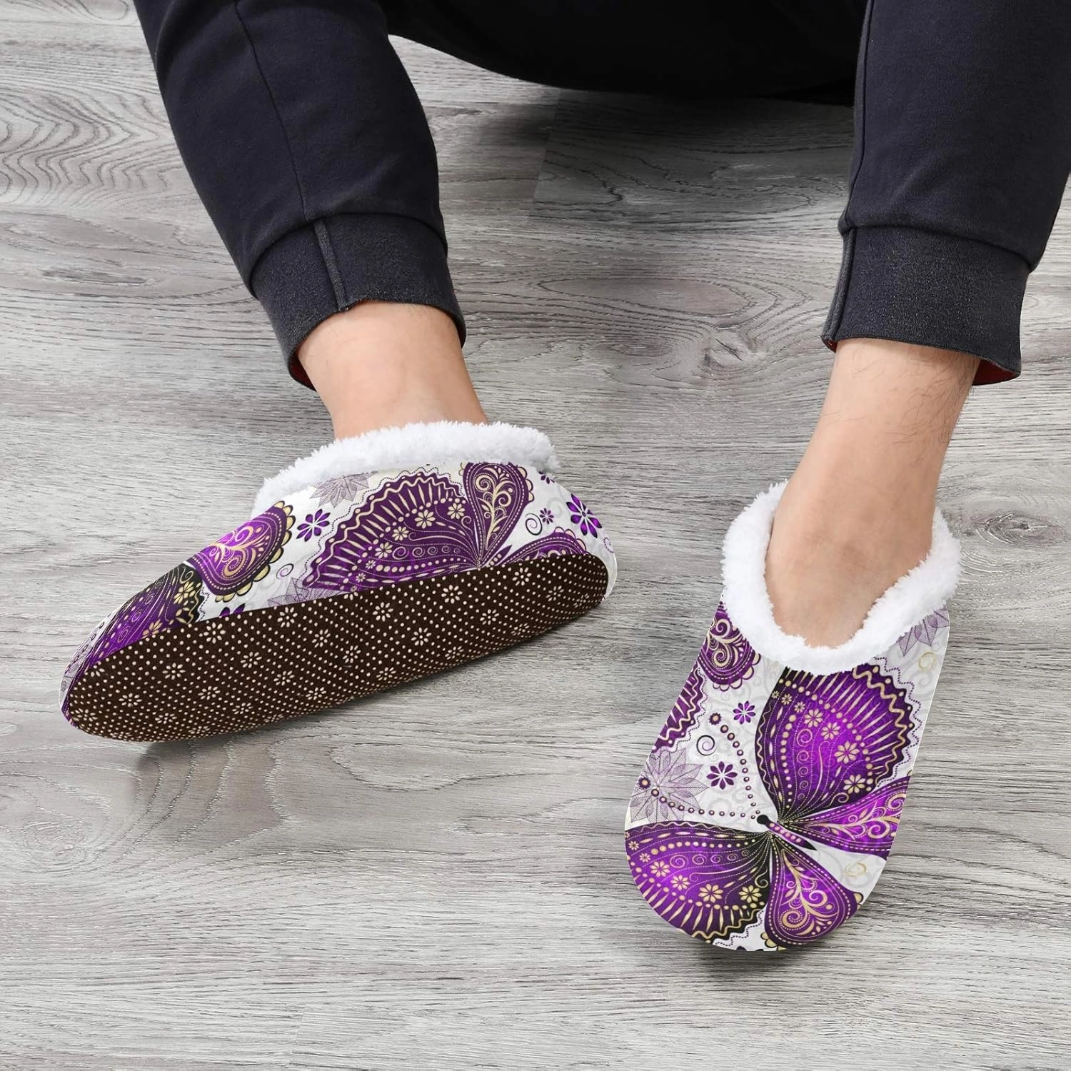 Naanle Women's Winter Memory Foam Slippers, Grey, Size 5-6, Closed Toe, No Heel, Medium Width, Solid Pattern, Fuzzy Fleece Lining, Anti-Slip Rubber Sole