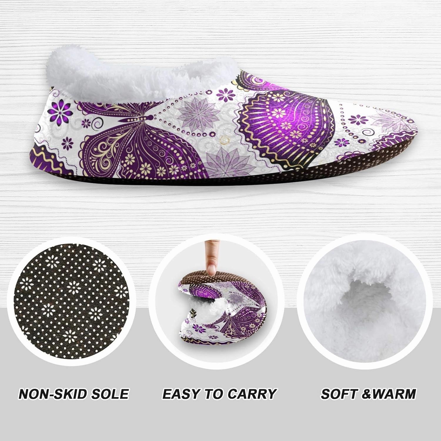 Naanle Women's Winter Memory Foam Slippers, Grey, Size 5-6, Closed Toe, No Heel, Medium Width, Solid Pattern, Fuzzy Fleece Lining, Anti-Slip Rubber Sole