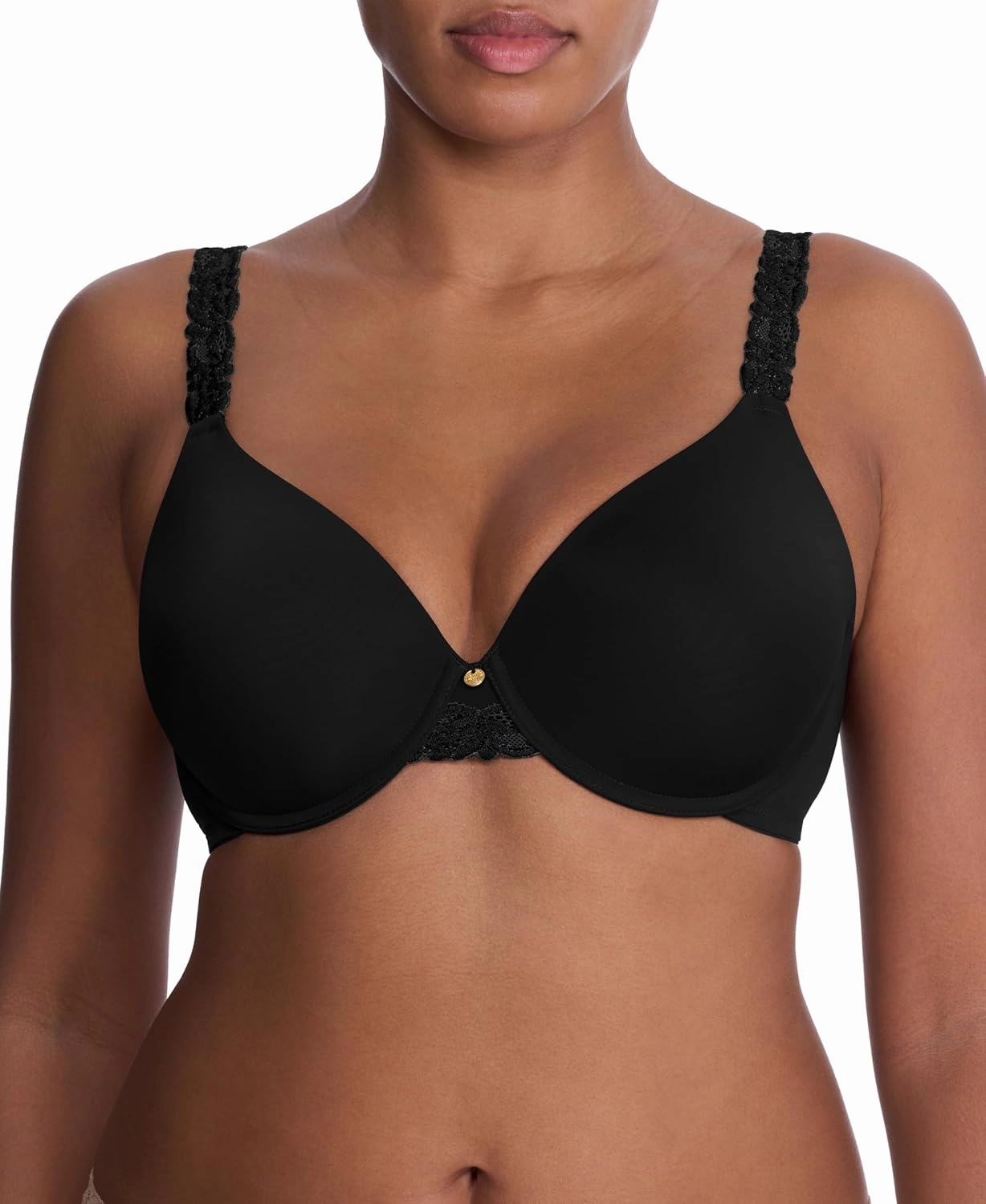 NATORI Women's Body Double Lace Trim Full-Fit Bra (Black, 36D)