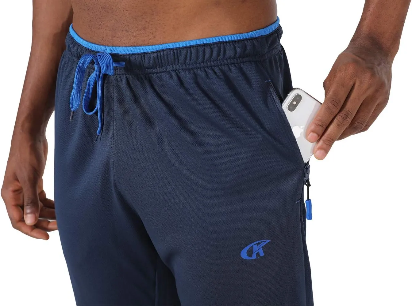 NEIKU Mens Lightweight Sweatpants with Pockets Open Bottom Mesh Athletic Pants for Running