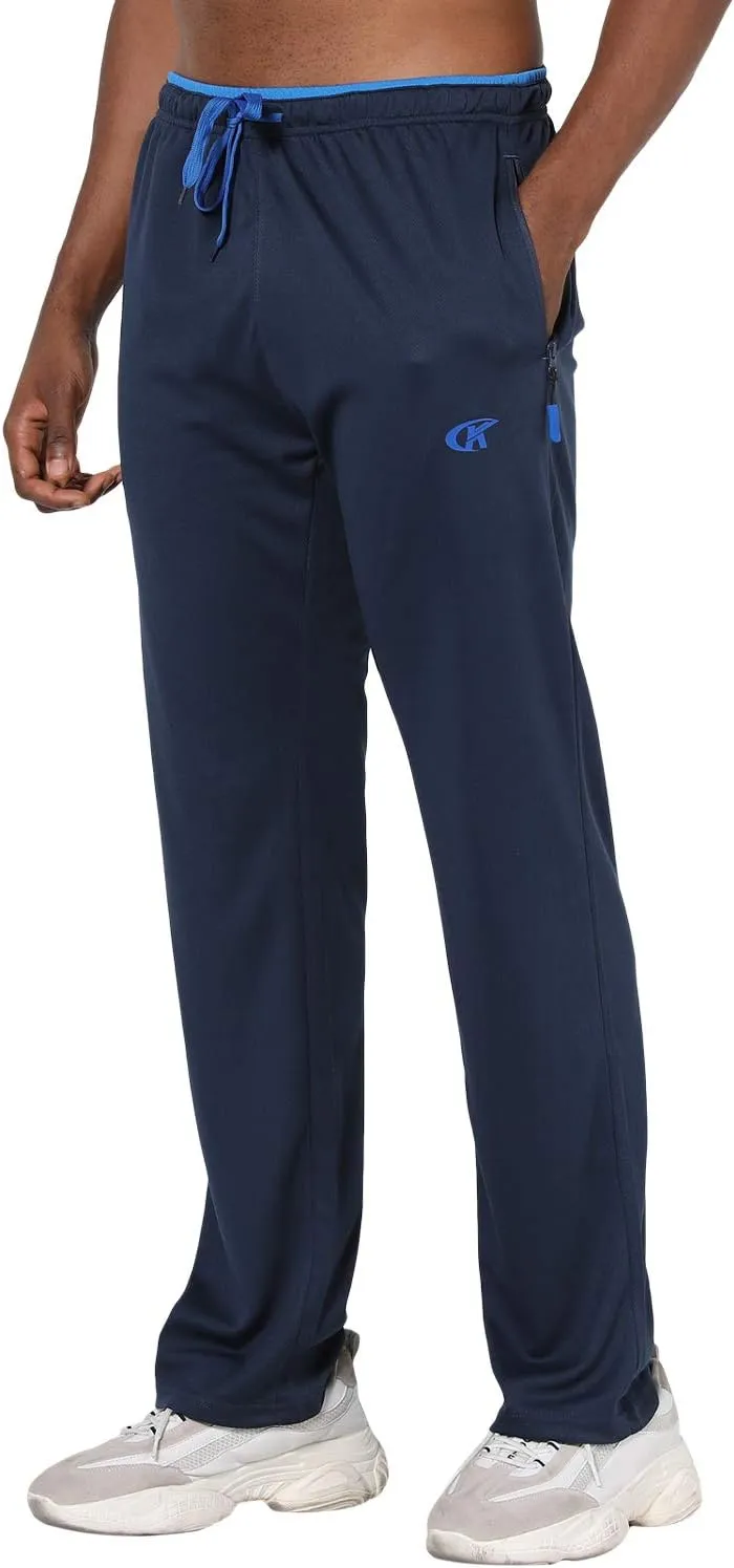 NEIKU Mens Lightweight Sweatpants with Pockets Open Bottom Mesh Athletic Pants for Running