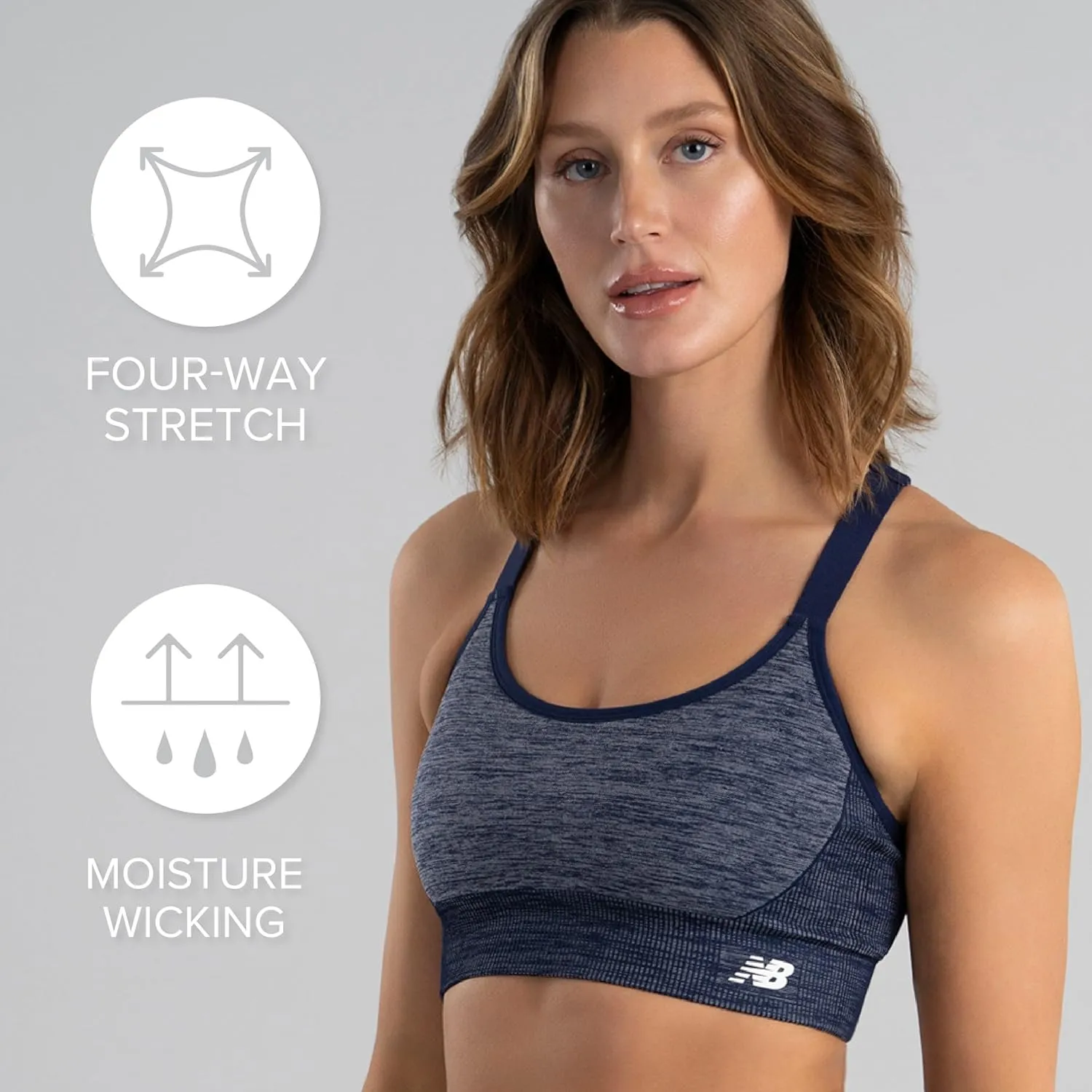New Balance Women's Seamless Medium Padded Cami Sports Bra, Workout Yoga Top