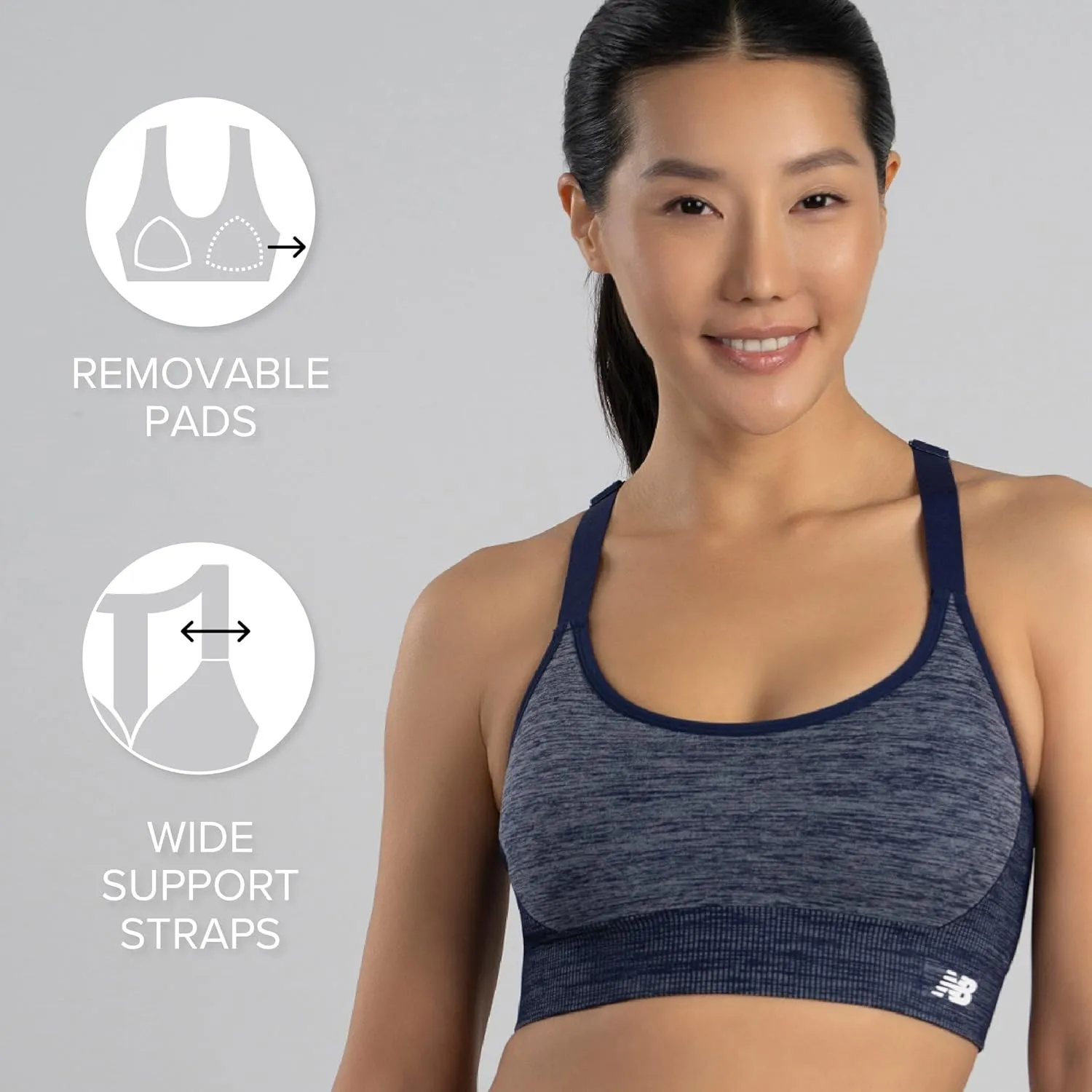 New Balance Women's Seamless Medium Padded Cami Sports Bra, Workout Yoga Top