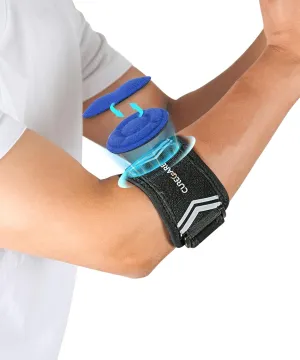 New Upgraded Tennis & Golfers Elbow Brace with Two 3D Pads, Targeted Support Forearm Brace for Customized Compression, Adjustable Elbow Strap for Men/Women (Black)