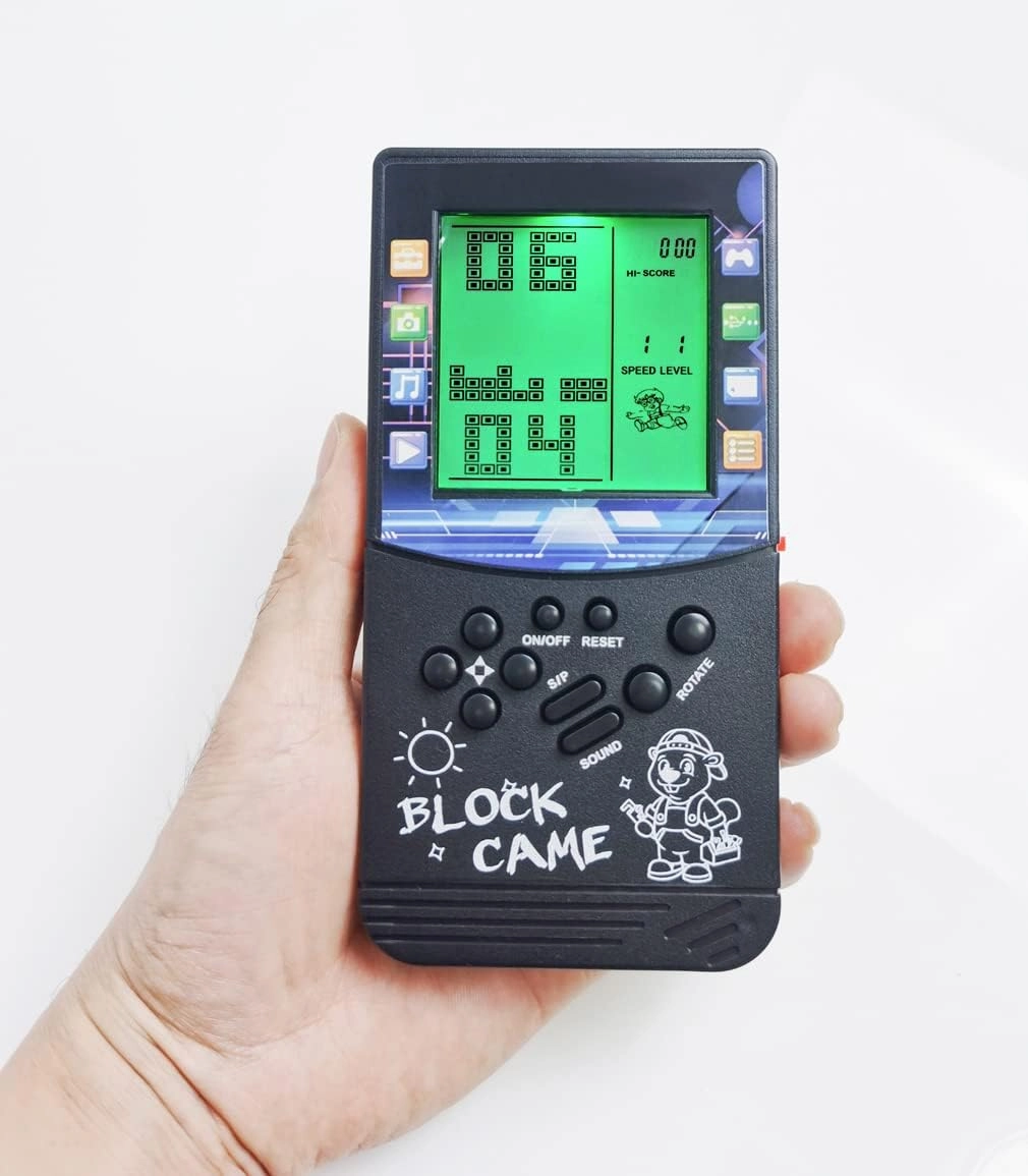 New Large Screen Brick Game Console Green Backlight Built-in 23 Multi-Mode Block Games Classic Nostalgia Puzzle Speed and Difficulty can be Adjusted Suitable as a Gift for Kids (Black)