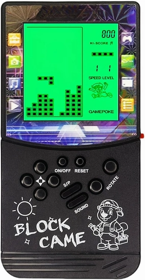 New Large Screen Brick Game Console Green Backlight Built-in 23 Multi-Mode Block Games Classic Nostalgia Puzzle Speed and Difficulty can be Adjusted Suitable as a Gift for Kids (Black)