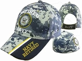 New! US Navy Retired USN Round Cap HAT Digital Navy CAMO