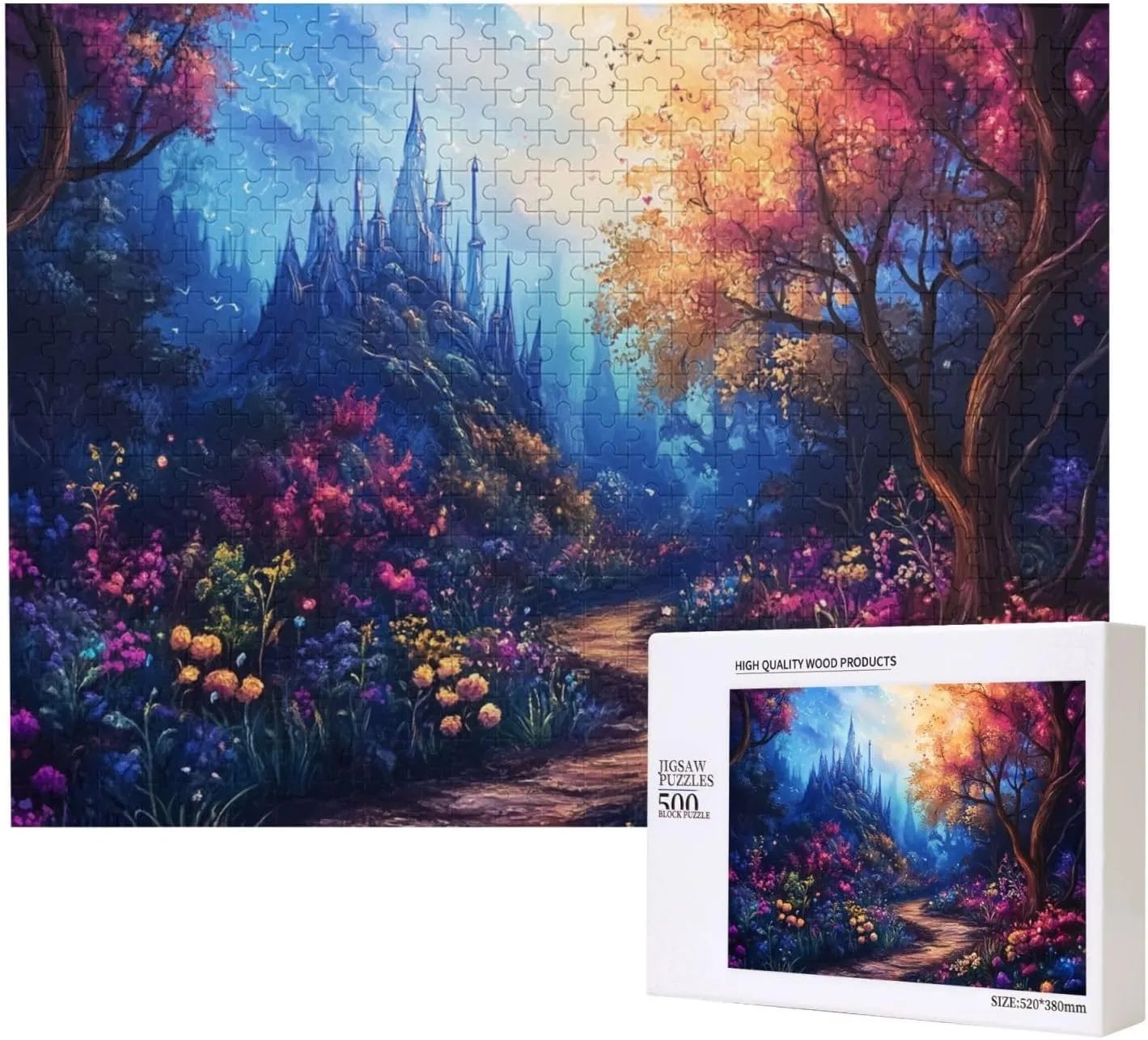 Nighttime Jungle Trail，500 Pcs Adult Wooden Jigsaw Puzzles,Let Your Imagination Run Wild，Entertainment Games That Exercise Hands-On Skills，Forget The Troubles of Life，Enjoy The Process