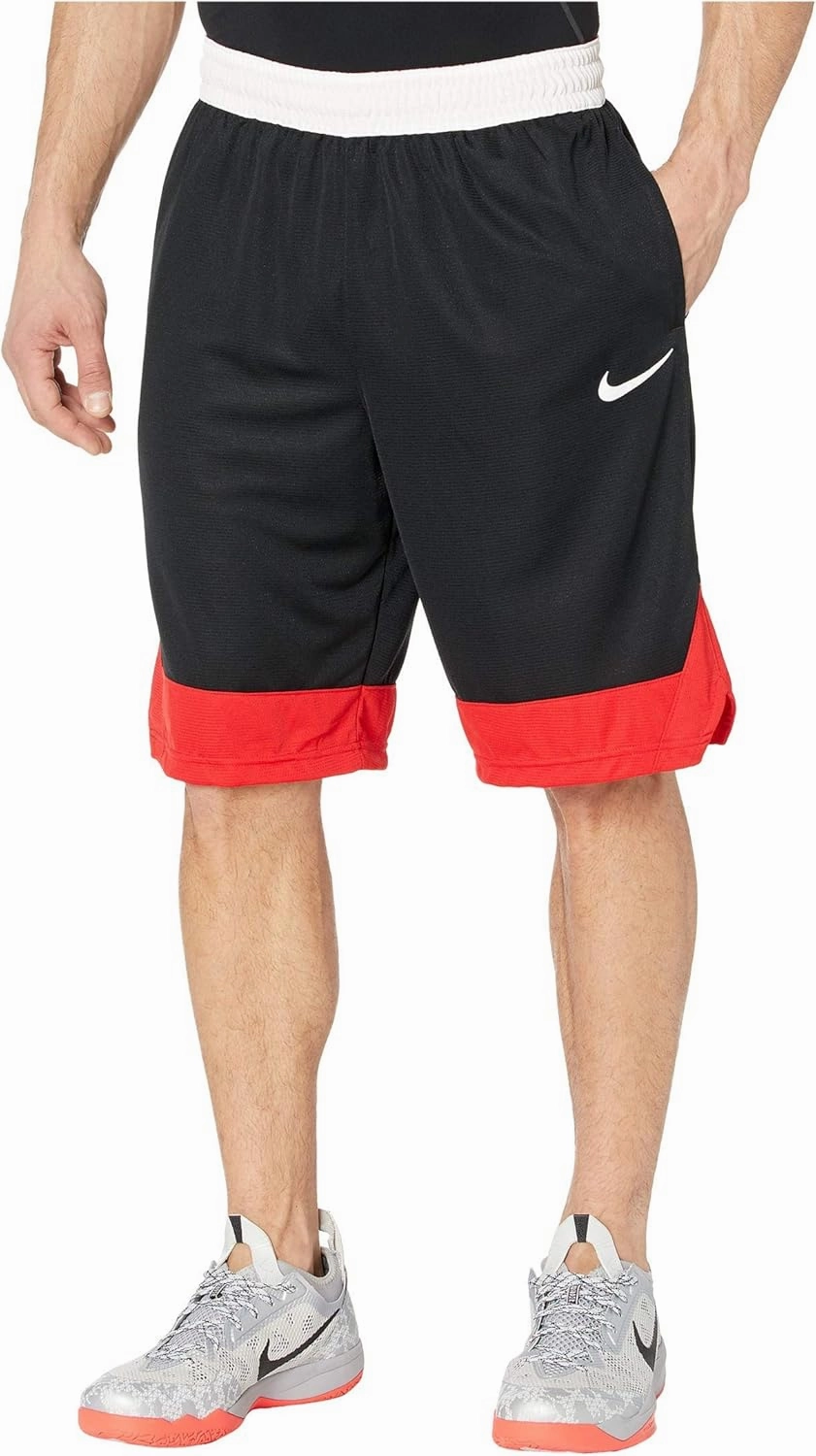 Nike Men's Dry Icon Short, Black/University Red/(White), Large