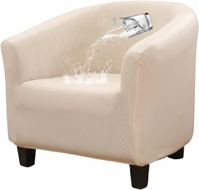 NILUOH Waterproof Club Chair Slipcover Jacquard Tub Chair Cover Stretch Armchair Covers Sofa Cover Furniture Protector for Living Room (Beige)