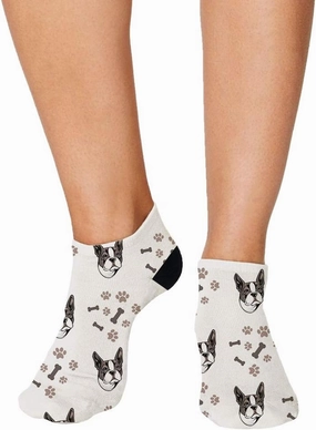 No Show Socks Boston Terrier Dog Breed Style B Polyester Ankle Socks Women & Men Crazy Fun Socks 1 Size