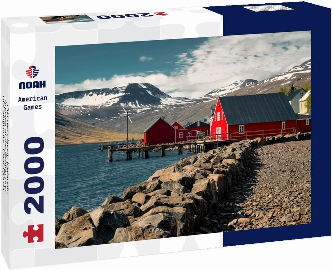Noah Jigsaw Puzzle Old red Classic Icelandic Houses at The Fishing Port of Eskifjordur. East Fjords Iceland 2000 Pieces