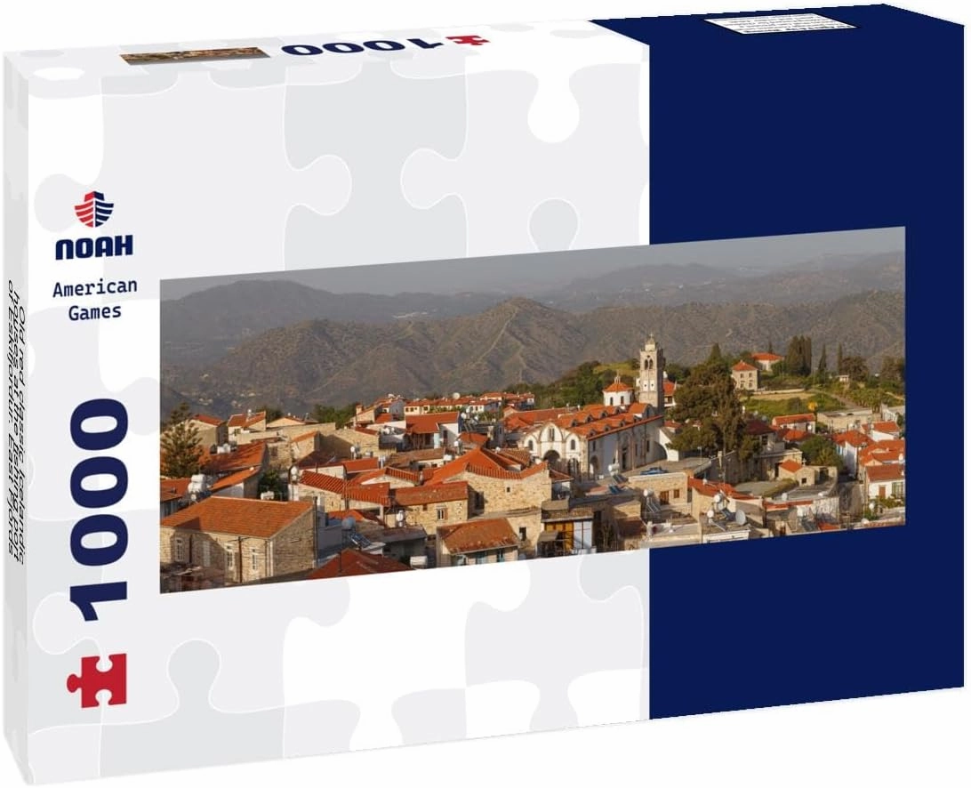Noah Jigsaw Puzzle Old red Classic Icelandic Houses at The Fishing Port of Eskifjordur. East Fjords Iceland Panorama 1000 Pieces