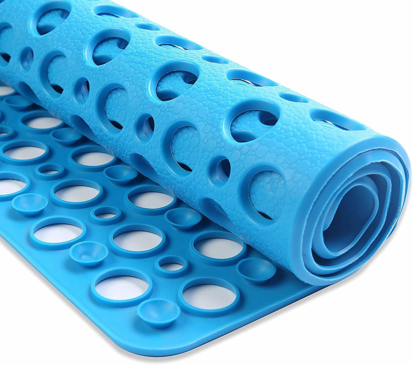 Nonslip Bathtub Mat Extra Soft TPE Bath Mat for Kids, Machine Washable Bathroom Shower Mat, Smooth/Non-Textured Tubs Only, 30L x 17W Inch (Lake Blue)