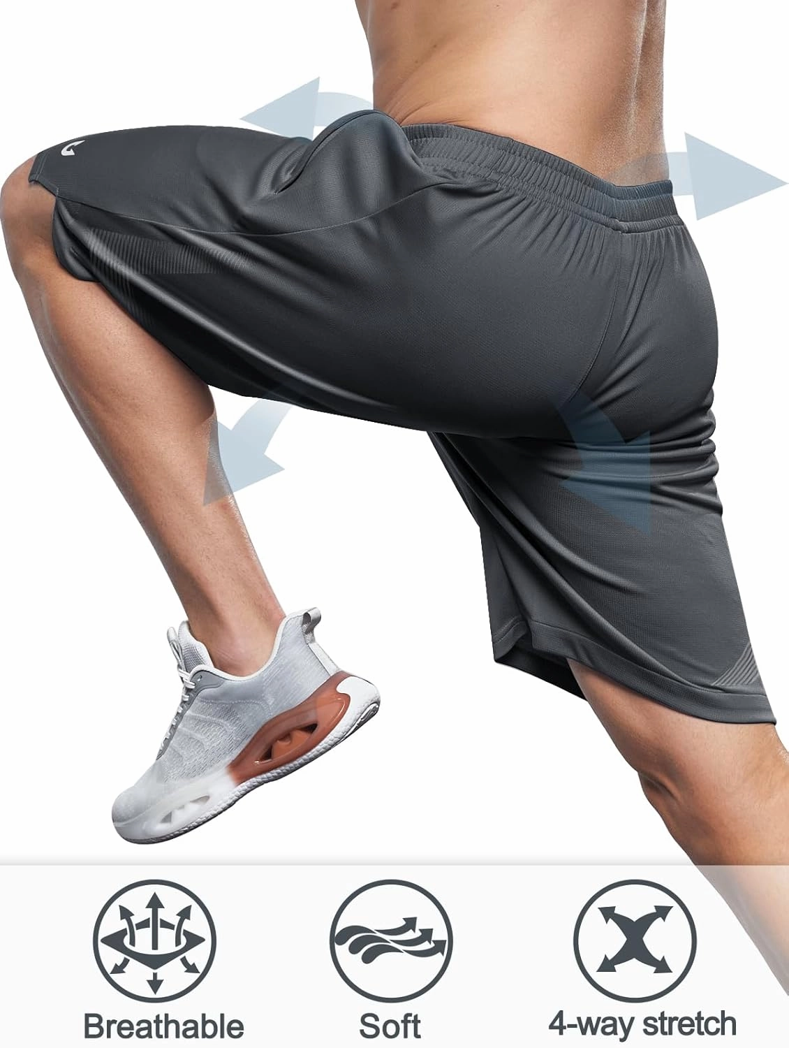 NORTHYARD Men's 10" Athletic Basketball Shorts with Zipper Pockets Quick Dry Lightweight Running Workout Gym Tennis Shorts