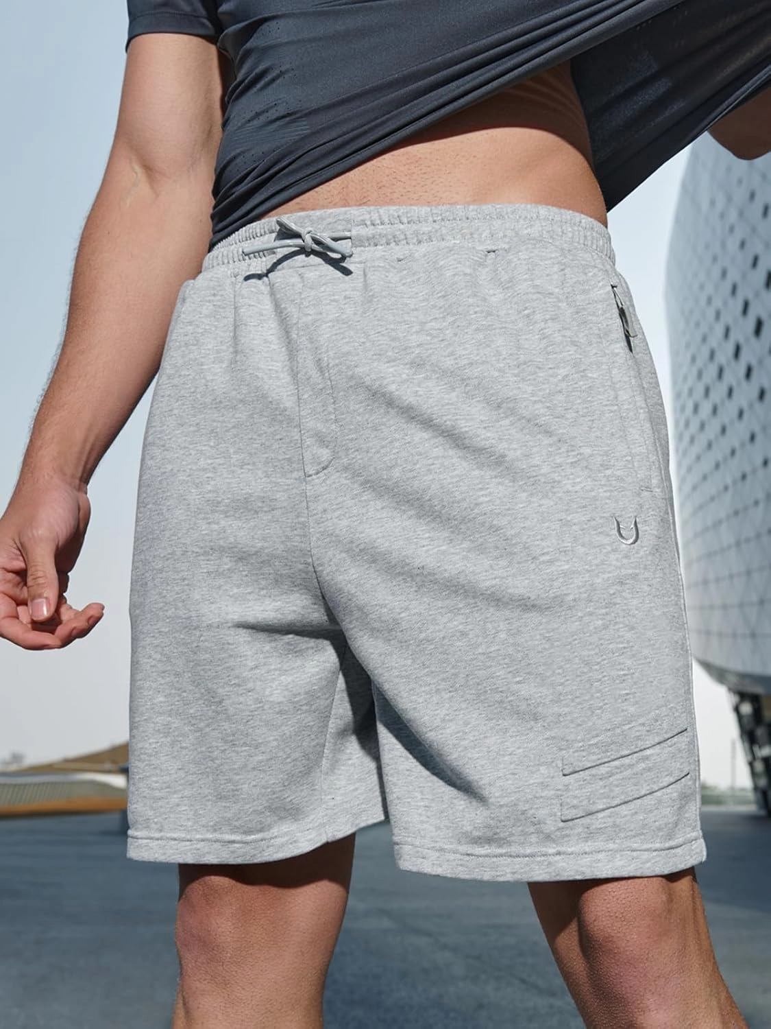 NORTHYARD Men's Athletic Running Shorts Cotton Casual Shorts with Zipper Pockets 7" Workout Gym Sweat Shorts