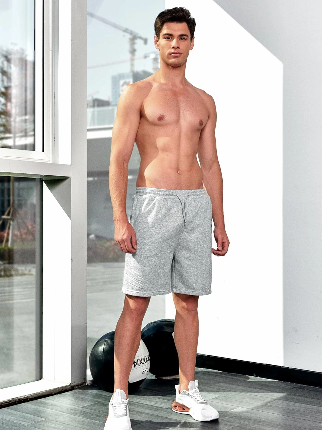 NORTHYARD Men's Athletic Running Shorts Cotton Casual Shorts with Zipper Pockets 7" Workout Gym Sweat Shorts