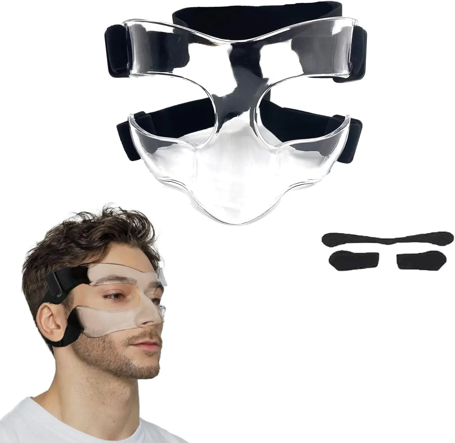 Nose Guard for Broken Nose, Adjustable Basketball Face Shield Mask with Foam Padding for Men and Women, Sports Training Masks Protects Your Nose and Face from Injury for Basketball, Soccer