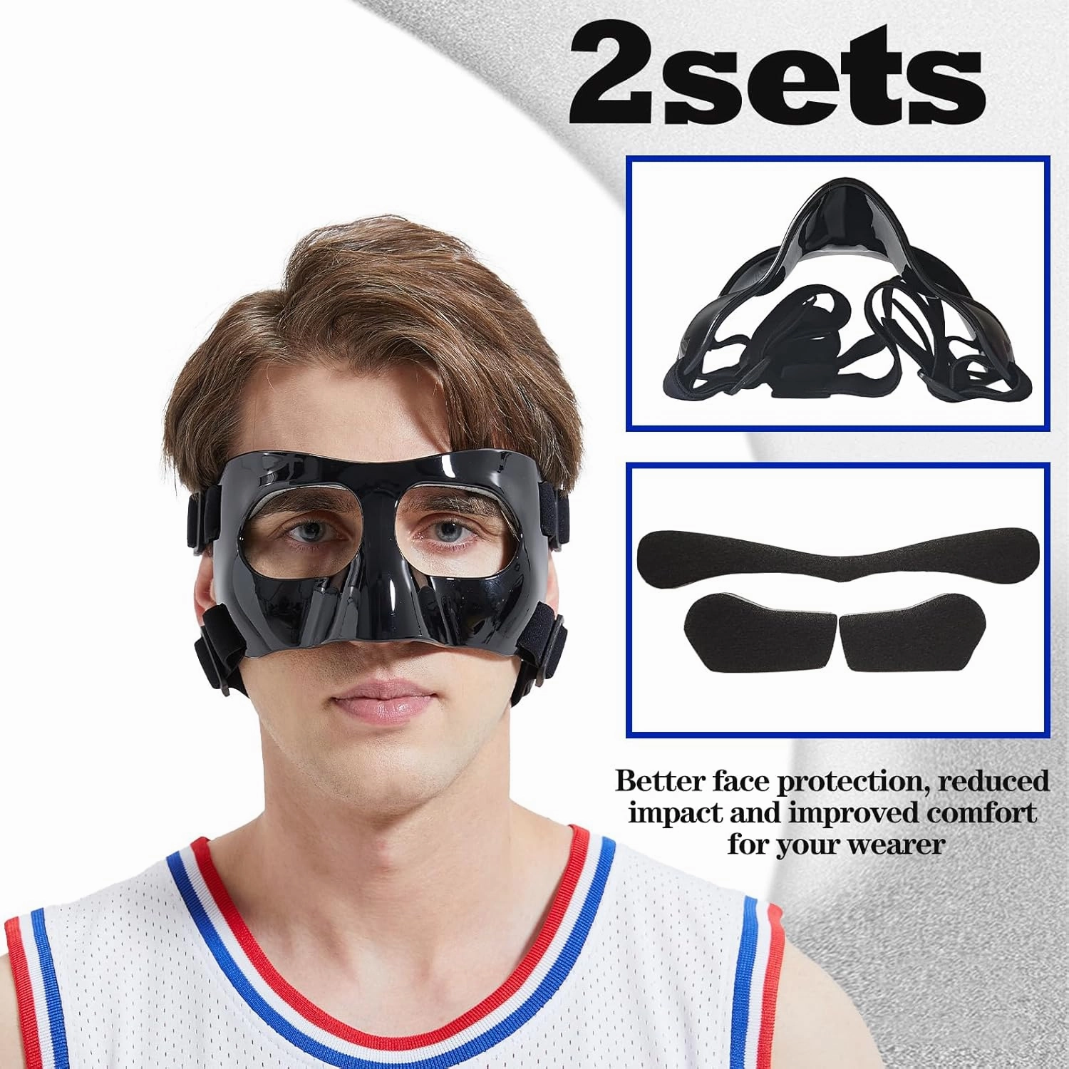 Nose Guard for Broken Nose Adjustable Basketball Baseball Softball Face Guards Face Shield Masks for Adults and Teenagers Sports Training Nose Guard Protects Nose and Face from Injury