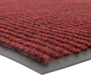 Notrax 109 Brush Step Carpeted Indoor/Outdoor Entrance Mat for Home or Office, 3' X 5', Absorbent Slip Resistant Heavy Duty Entry Mat, Red/Black, 109S0035RB