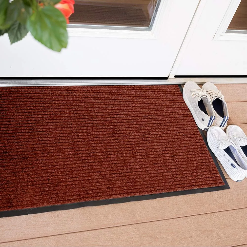 Notrax 109 Brush Step Carpeted Indoor/Outdoor Entrance Mat for Home or Office, 3' X 5', Absorbent Slip Resistant Heavy Duty Entry Mat, Red/Black, 109S0035RB