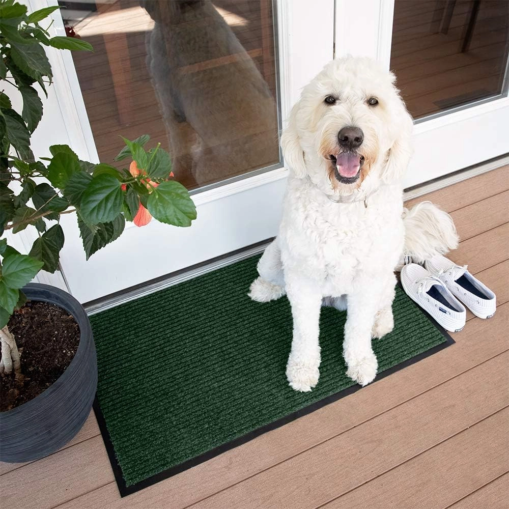 Notrax 109 Brush Step Carpeted Indoor/Outdoor Entrance Mat for Home or Office, 2' X 3', Absorbent Slip Resistant Heavy Duty Entry Mat, Hunter Green, 109S0023GN