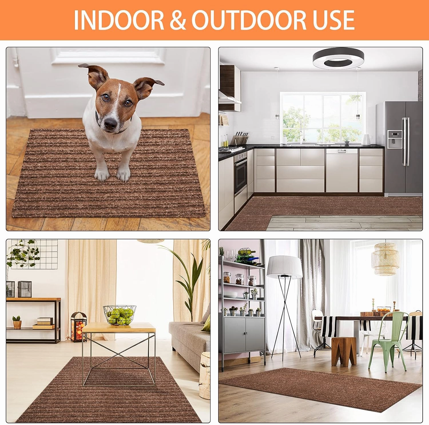 Nuanchu Large Semi Finished Outdoor Mat 16 x 79 Inch Narrow Door Mat Non Slip Boot Rugs Waterproof Carpet Roll for Bathroom Entryway Indoor Outdoor(Coffee,1 Roll)